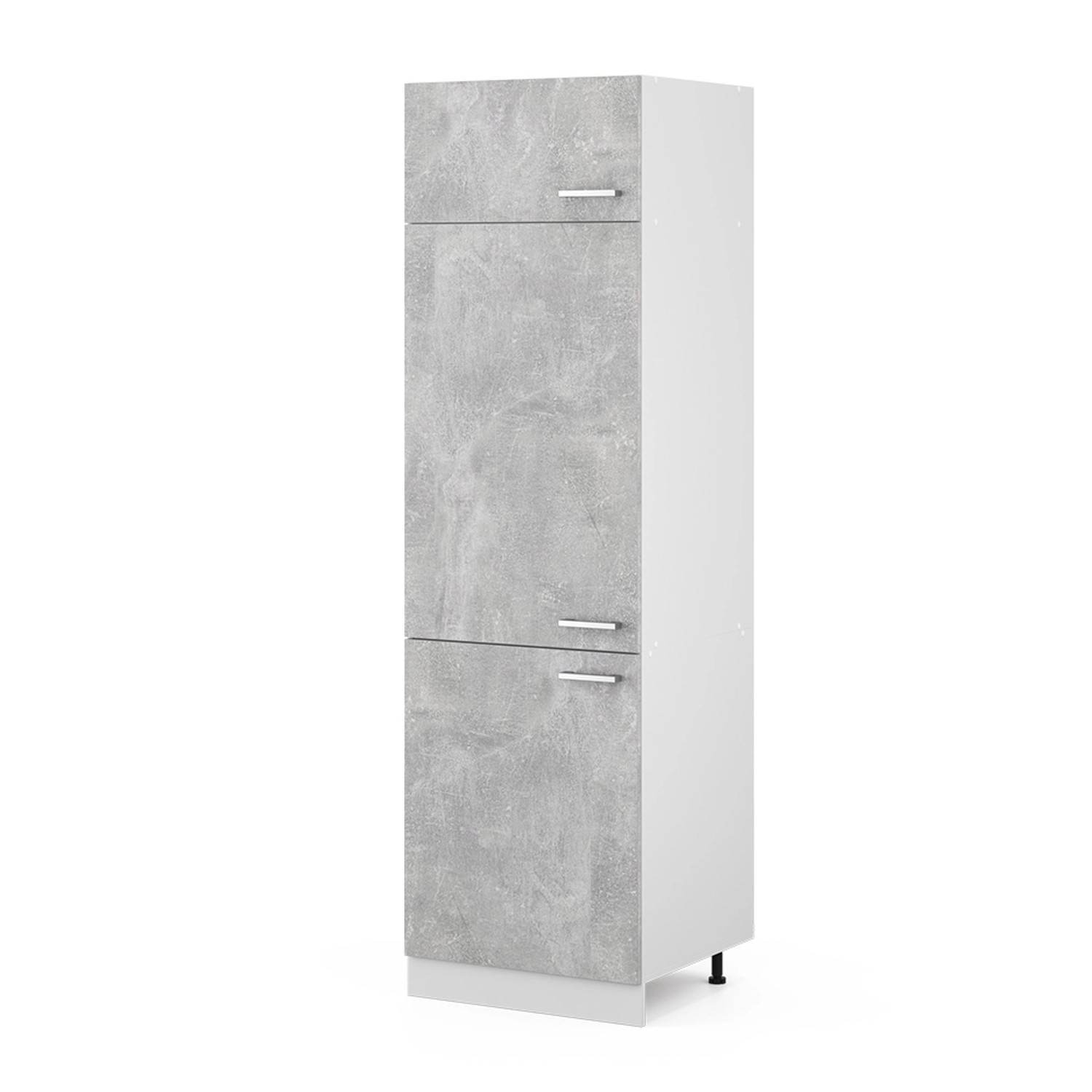 Vicco Kühlumbauschrank R-Line Hochschrank für die Küche Beton/Weiß 60 cm