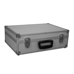 Gorando Transportkoffer, silberner Werkzeugkoffer mit Alurahmen, 440x300x130mm.