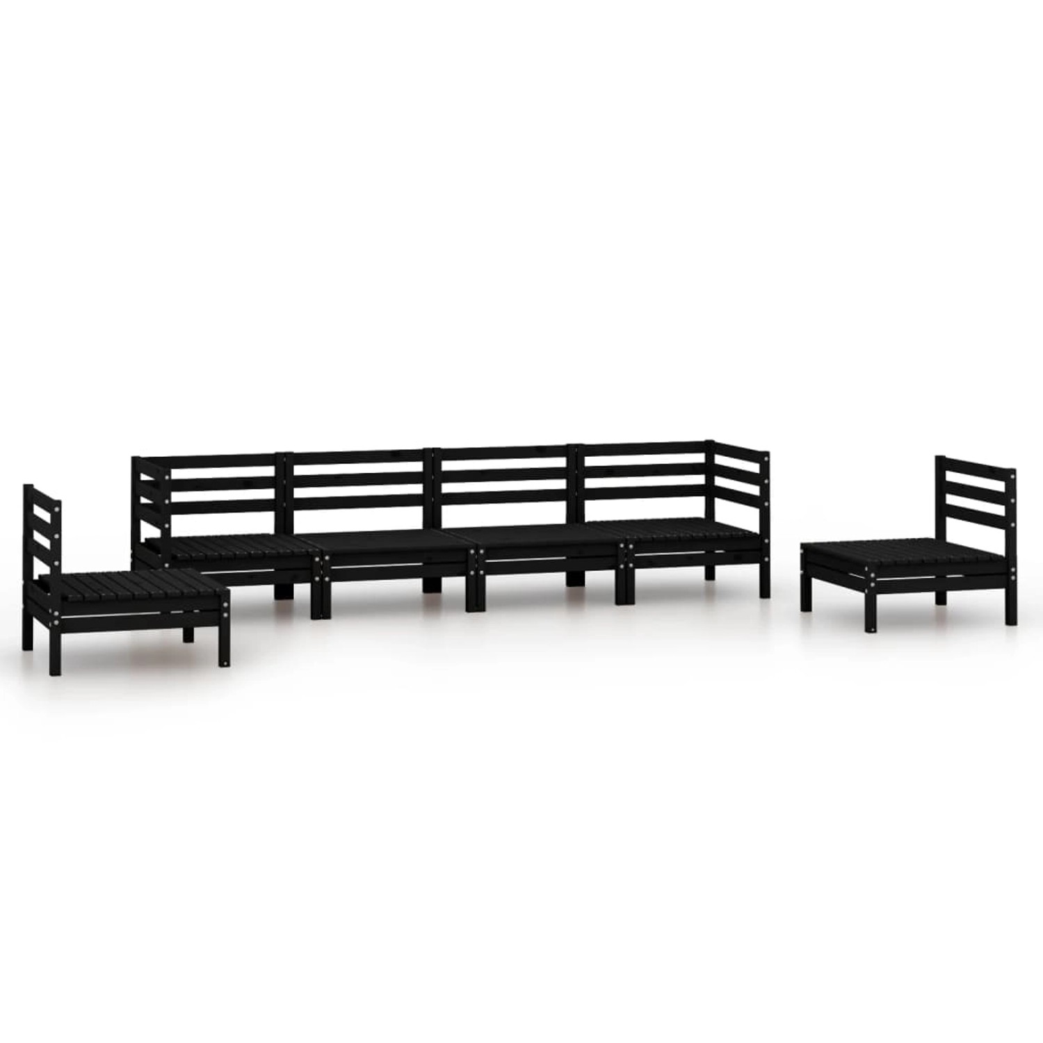 6-tlg. Garten-lounge-set Schwarz Massivholz Kiefer günstig online kaufen