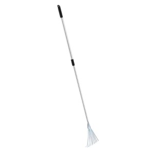 Galaflor Kleinfächerbesen mit Teleskopstiel aus Aluminium und Stahl für Gartenarbeiten.