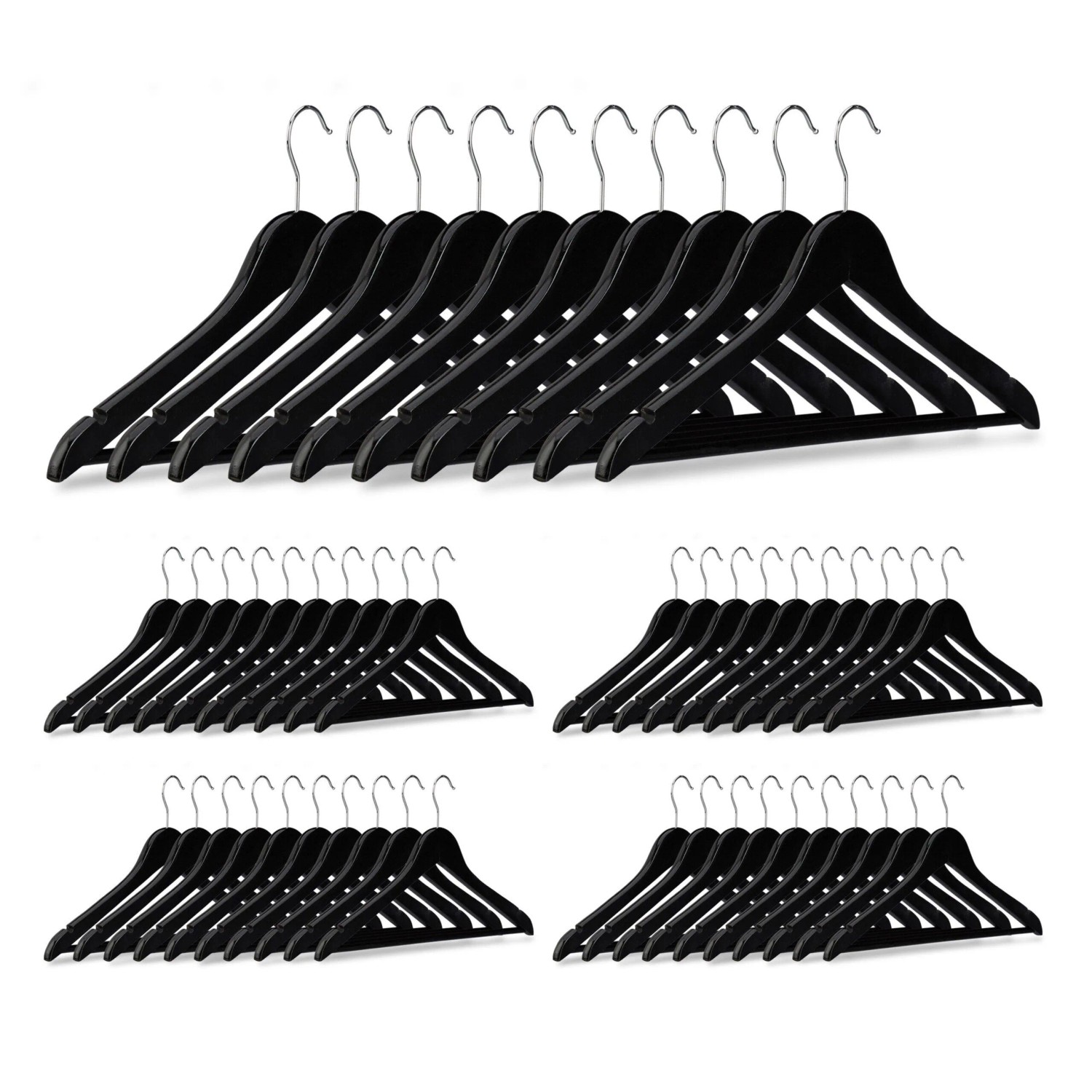 Relaxdays Kleiderbügel 50er Set Holz Schwarz Drehbar 23,5 cm x 45 cm x 1 cm