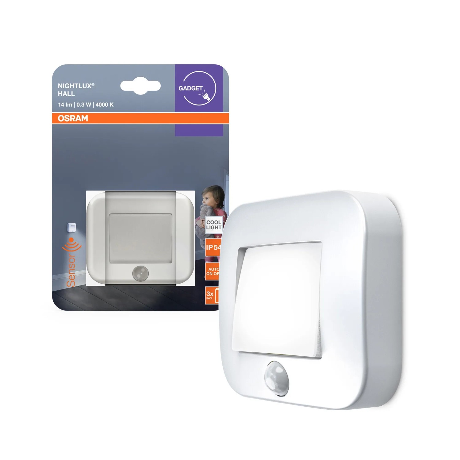 Osram LED-Nachtlicht Nightlux Hall 0,25 W 4.000 K 19,5 cm x 14 cm x 2,5 cm