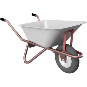 Schubkarre, 90 Liter Tiefmulde, Drahteinlage, braunes Gestell. Ideal für Bau & Garten.