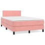 Rosa vidaXL Boxspringbett 120x200 cm mit Samtbezug, inklusive Matratze und Topper.