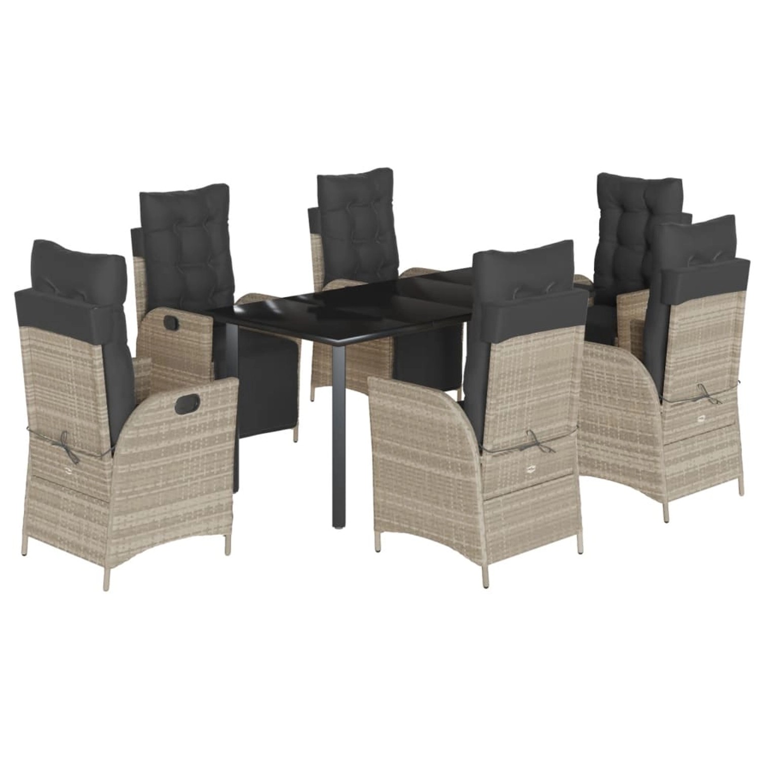 vidaXL 7-Tlg Garten-Essgruppe mit Kissen Hellgrau Poly Rattan 3213473 günstig online kaufen