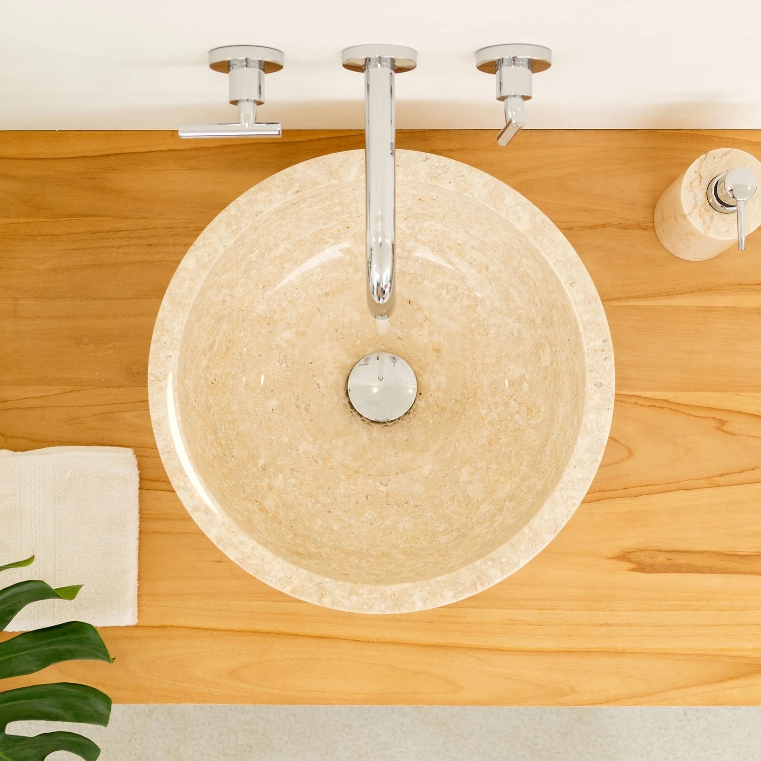 Wohnfreuden Marmor - Waschbecken Jaako 40 cm Creme_4