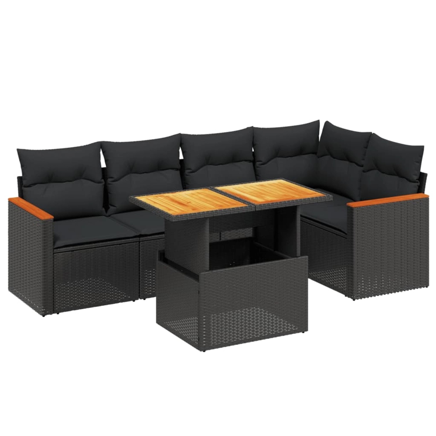 vidaXL 6-Tlg Garten-Sofagarnitur mit Kissen Schwarz Poly Rattan 3273064 günstig online kaufen