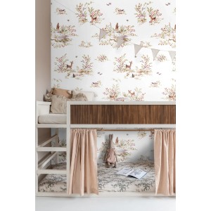 ESTAhome Fototapete Hirsche (Grün/Braun, 200x279 cm) im Kinderzimmer.