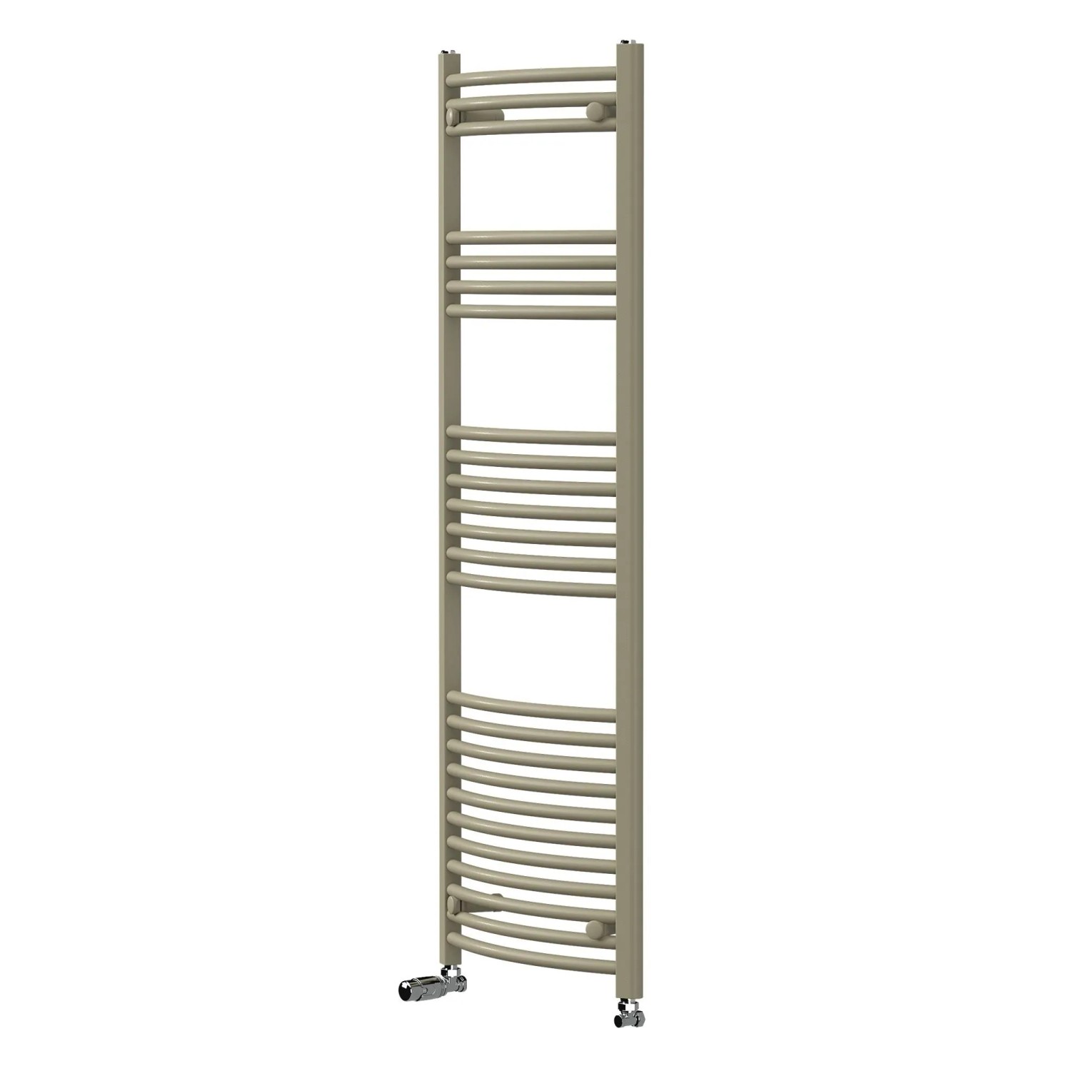 LuxeBath Handtuchheizkörper 500 x 1500 mm Beige mit Thermostatventil Badheizkörper Gebogen Seitenanschluss