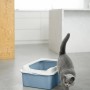Rotho Katzentoilette Eco Bonnie Tray M in Horizontblau mit Katze.