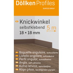 Buche Knickwinkel, selbstklebend, 18x18 mm, Länge 5 m, als Sockelleiste.