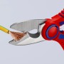 Knipex Elektrikerschere 160mm schneidet Kabel. Rot-blaue Griffe, silberne Klingen. Zange für Elektriker.