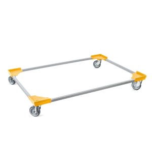 PROREGAL SparSet 12x Profi-Flex Transportroller für Euroboxen 120 x 80 cm mit Gummiräder Gelb 4 Lenkrollen Traglast 300 kg