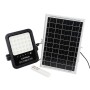 LUXULA LED Solarstrahler mit Solarpanel und Fernbedienung, schwarzes Gehäuse.