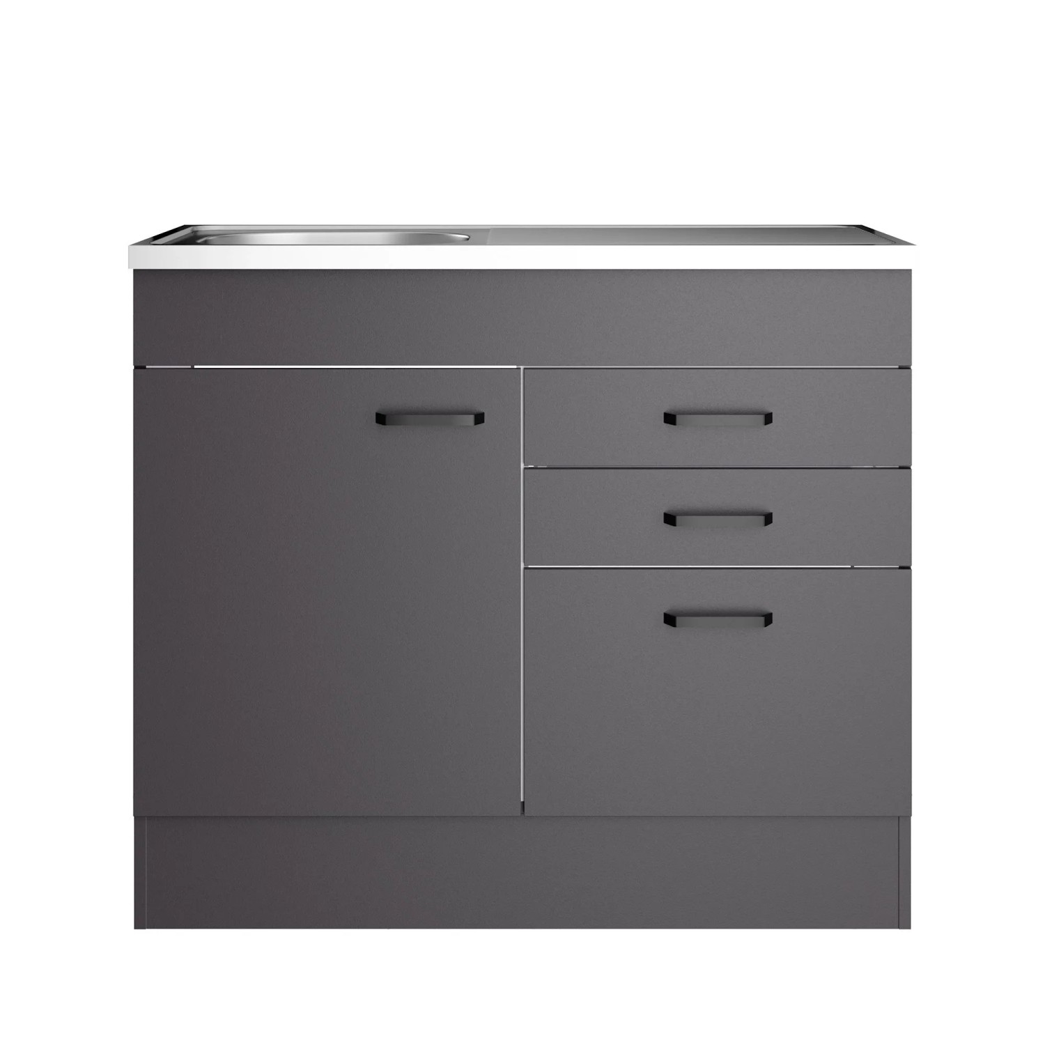OPTIFIT Spülenunterschrank Kiel420 100 x 88,2 x 50 cm Anthrazit mit Schubkästen