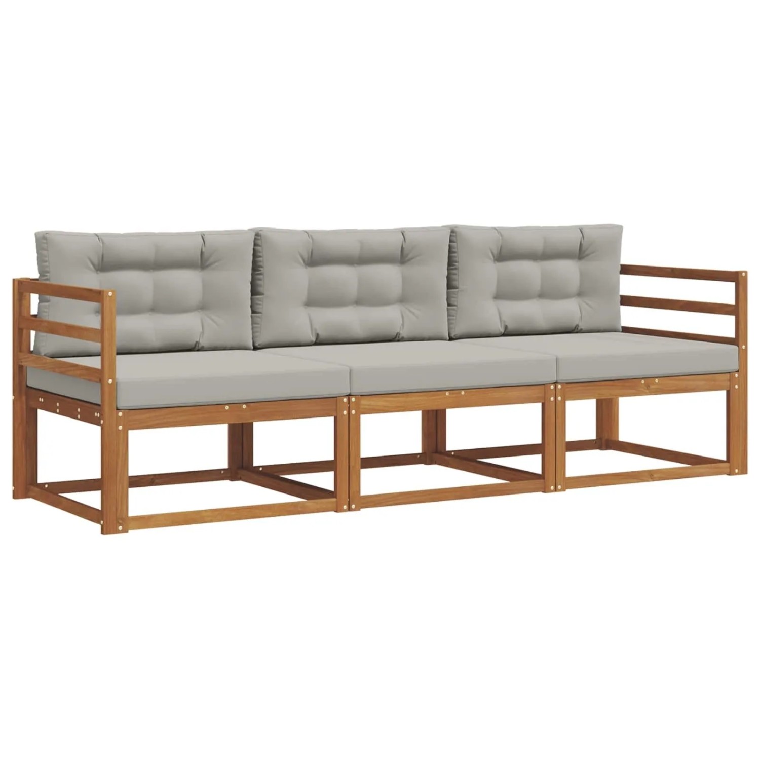 vidaXL Outdoor-Sofagarnitur mit Kissen 3-Tlg Natur und Hellgrau 3367109