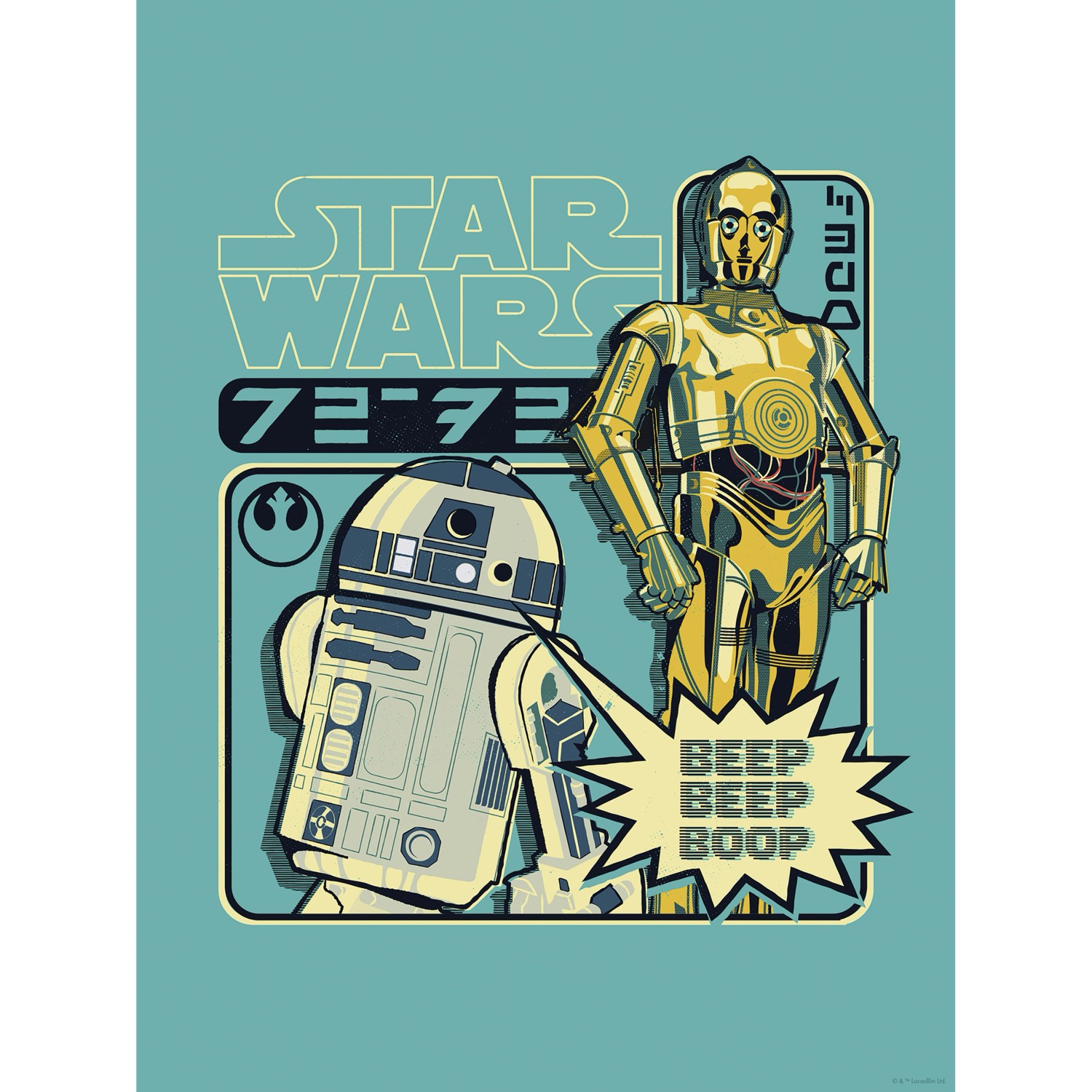 Komar Wandbild Star Wars Beep Boop 30 cm x 40 cm Blau günstig online kaufen