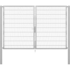 Doppeltor Flexo Plus, 300x200 cm, feuerverzinkt, mit Pfosten. Gartenzaun Tor mit Doppelstabmatte.