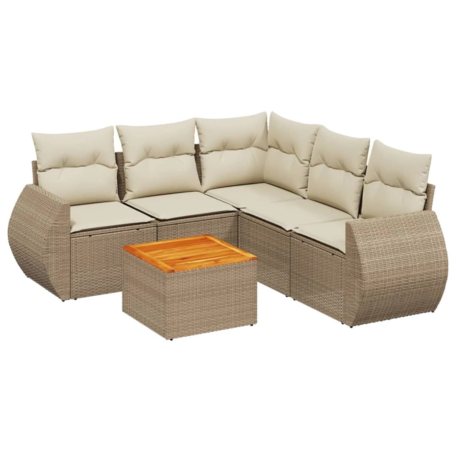 vidaXL 6-Tlg Garten-Sofagarnitur mit Kissen Beige Poly Rattan 3257332 günstig online kaufen