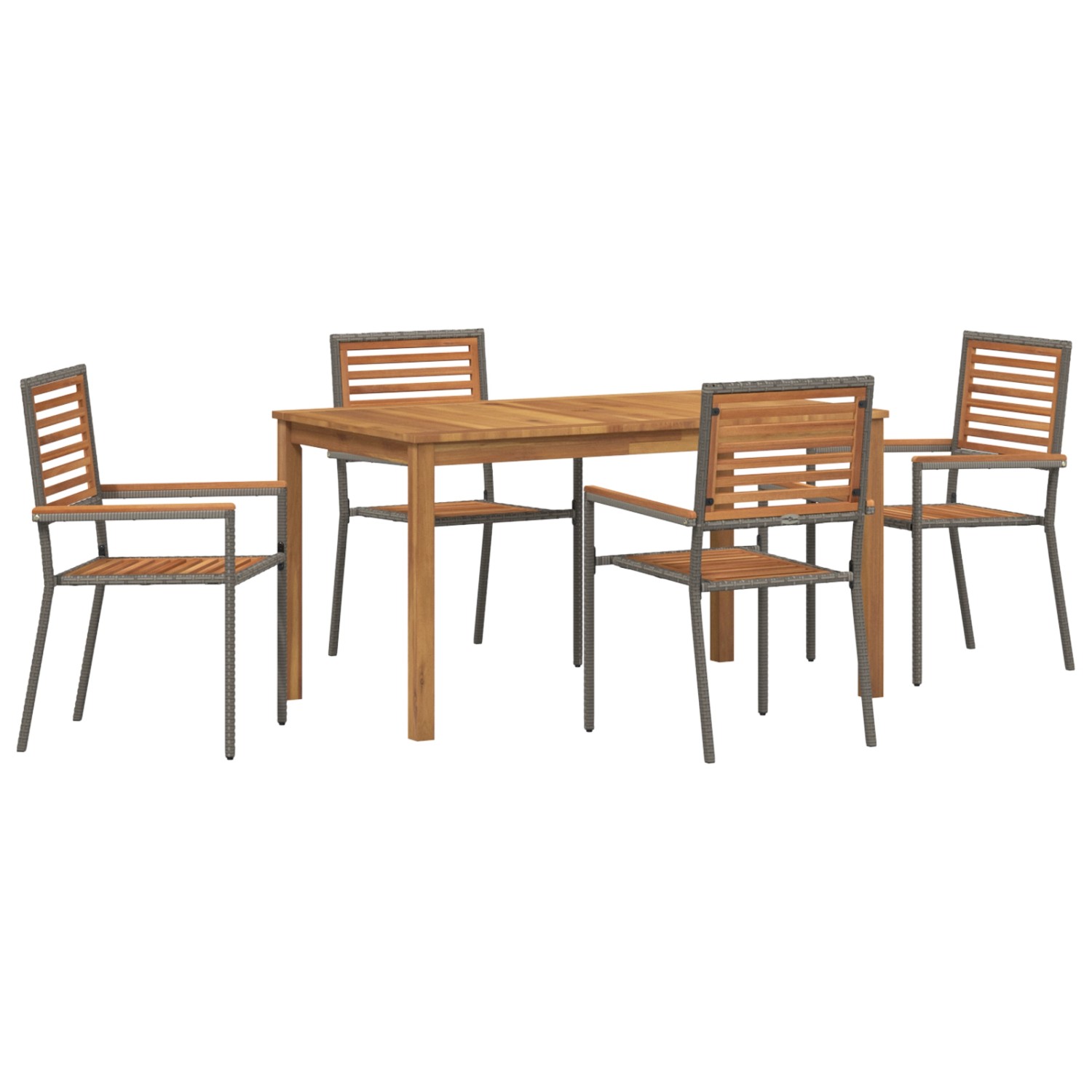 vidaXL Garten Essgruppe 5-Tlg Grau Poly Rattan 3365536 günstig online kaufen