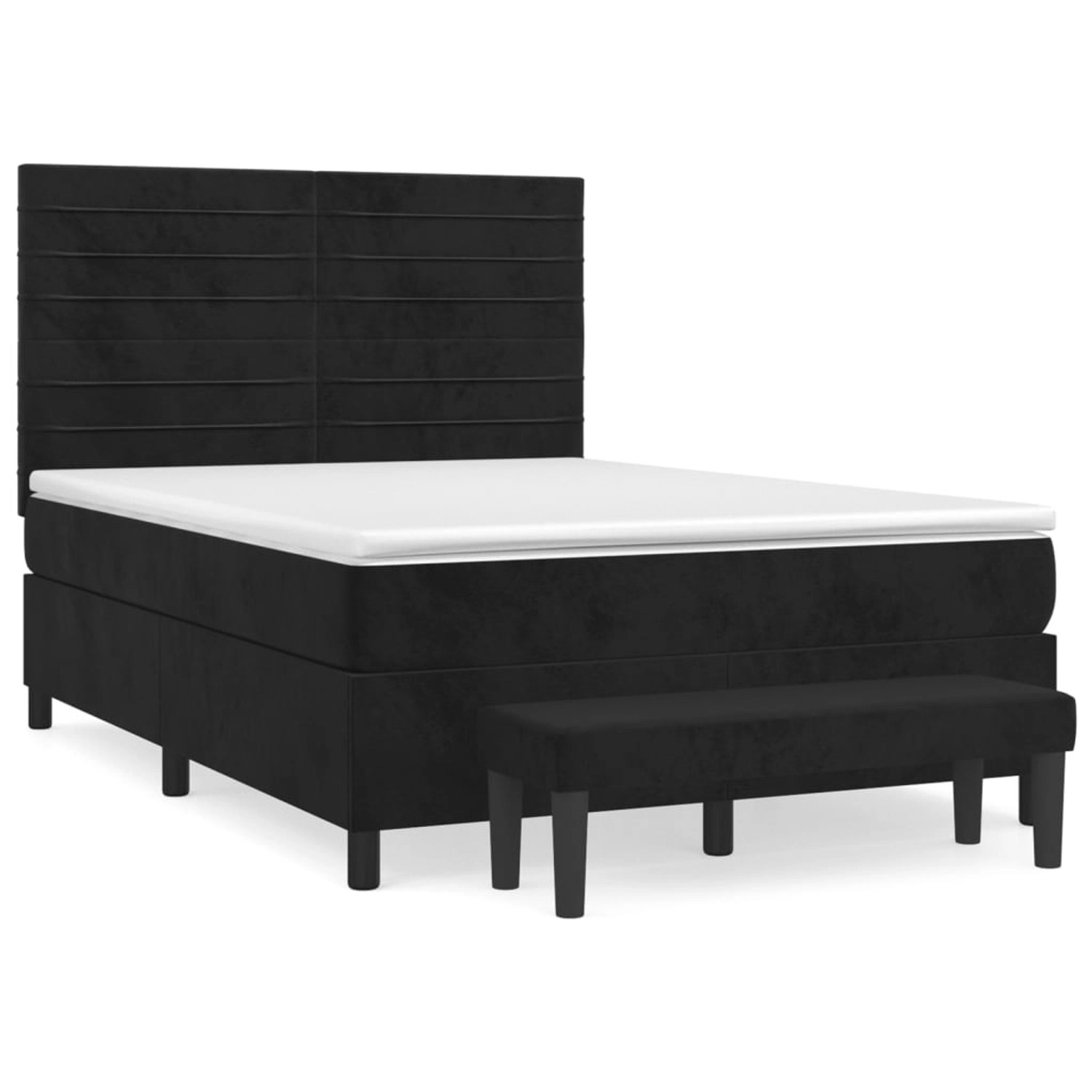 vidaXL Boxspringbett mit Matratze Schwarz 140x190 cm Samt 3137901 günstig online kaufen