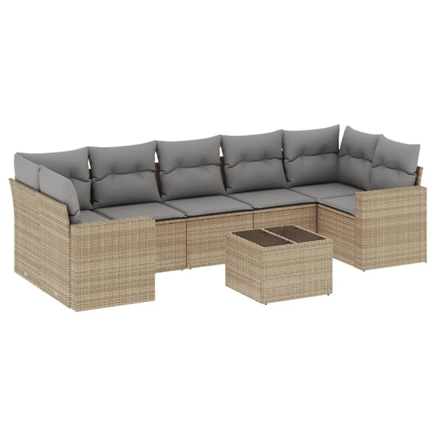 vidaXL 8-Tlg Garten-Sofagarnitur mit Kissen Beige Poly Rattan 3251076 günstig online kaufen