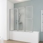 Schulte Badewannenfaltwand, 3-teilig, Alu Natur, auf Badewanne montiert.