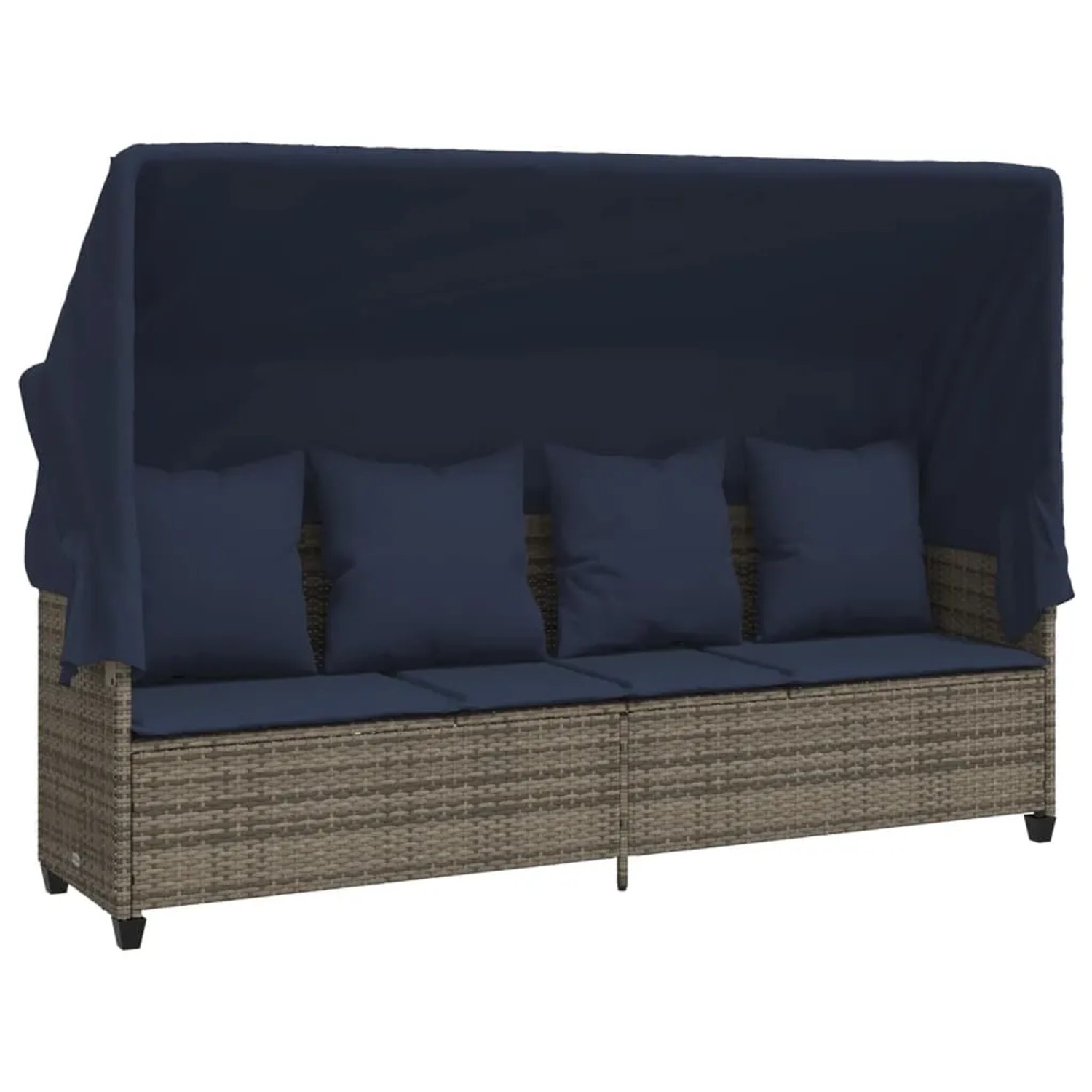 vidaXL Sonnenliege mit Dach und Kissen Grau Poly Rattan 368360 günstig online kaufen
