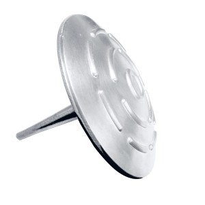 Silberner Alumarkierungsnagel, 100 mm Durchmesser, zum Einschlagen in Verkehrsflächen.