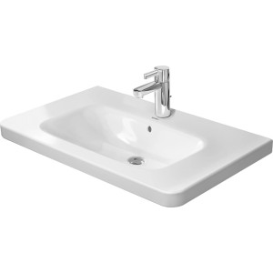 Weißes Duravit DuraStyle Möbelwaschbecken, 80 cm breit, mit Hahnloch für Einlocharmatur.
