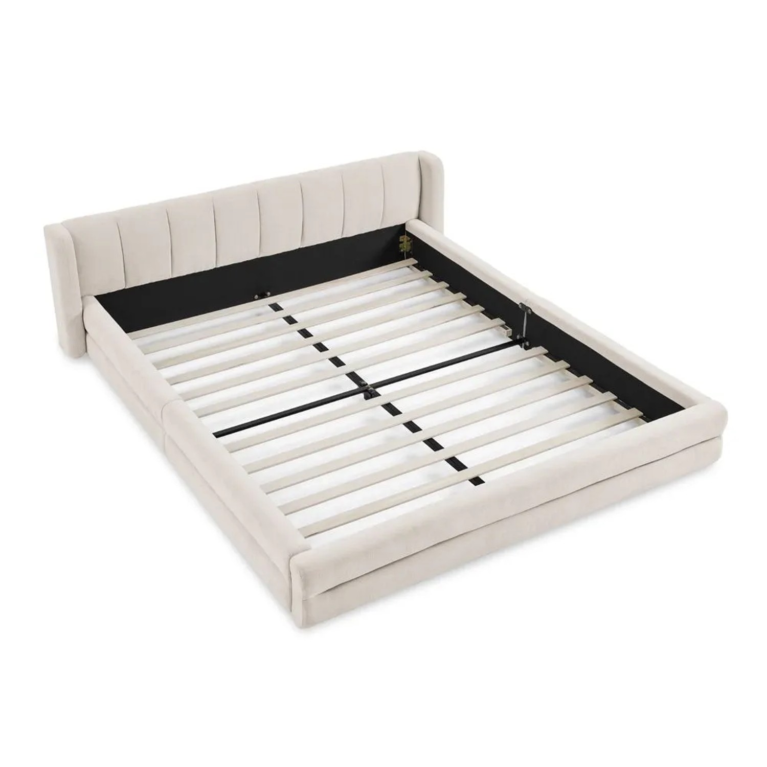 Okwish Einzelbett 160x200cm Mit Rückenlehne Chenille Kinderzimmer Beige Ohne Matratze