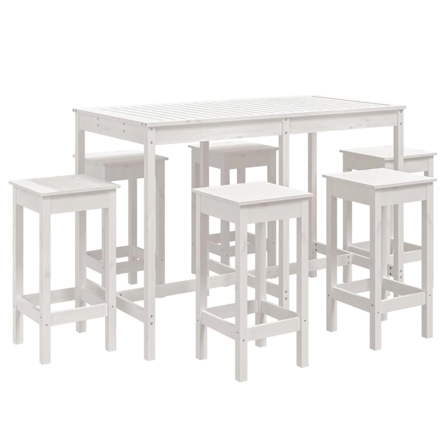 vidaXL 7-Tlg Gartenbar-Set Weiß Massivholz Kiefer 3154756