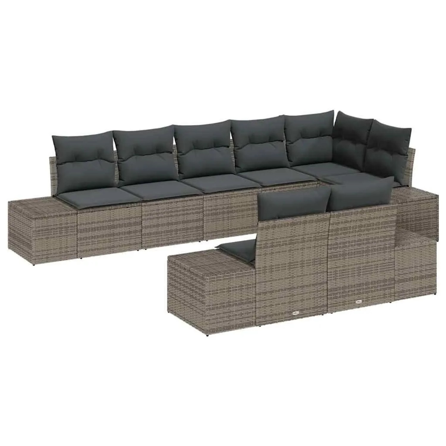 vidaXL Gartensofa-Set mit Speicher 8 Stk Grau Poly Rattan 3355778 günstig online kaufen