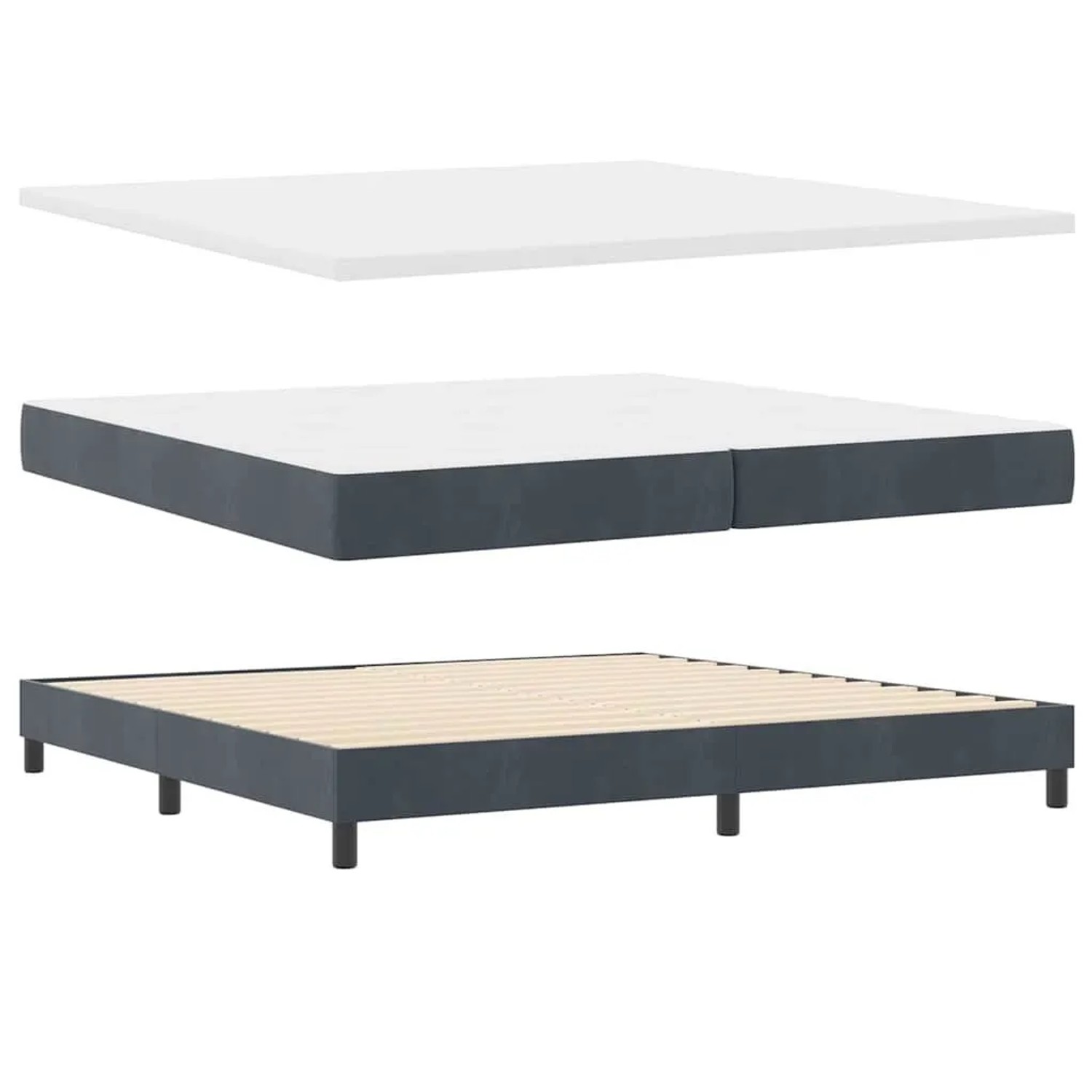 vidaXL Boxspringbett mit Matratze Dunkelgrau 200 x 200 cm Samt 3340407 günstig online kaufen
