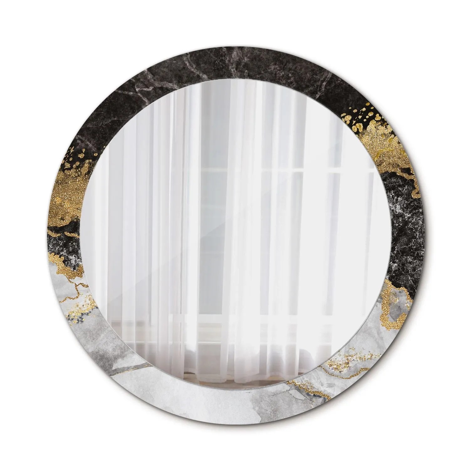 Tulup Bedruckter Spiegel Marmor Loft 90x90 cm Runder Spiegel Bedrucktem Rah günstig online kaufen