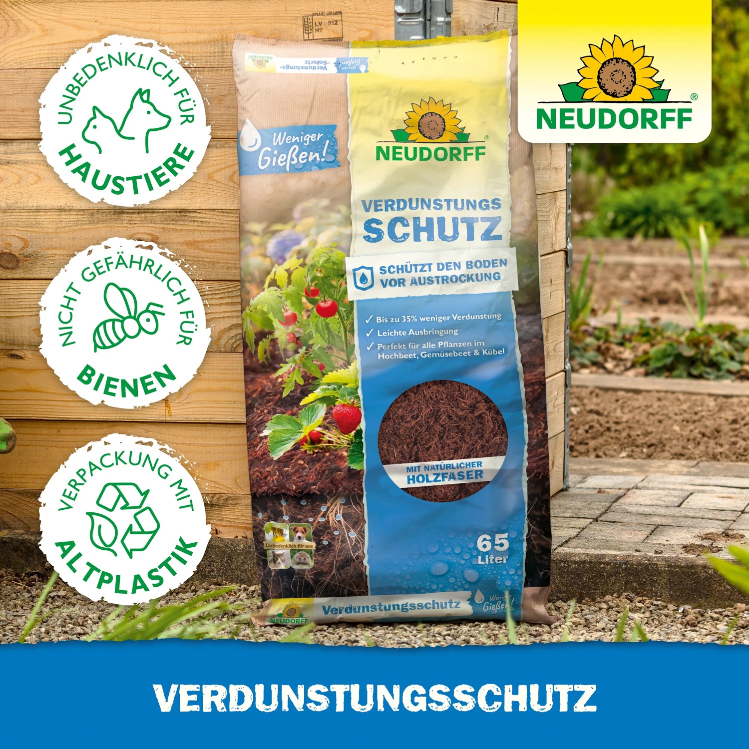 Neudorff Verdunstungsschutz 65l Sack: Pflanzerde für weniger Gießen im Garten.