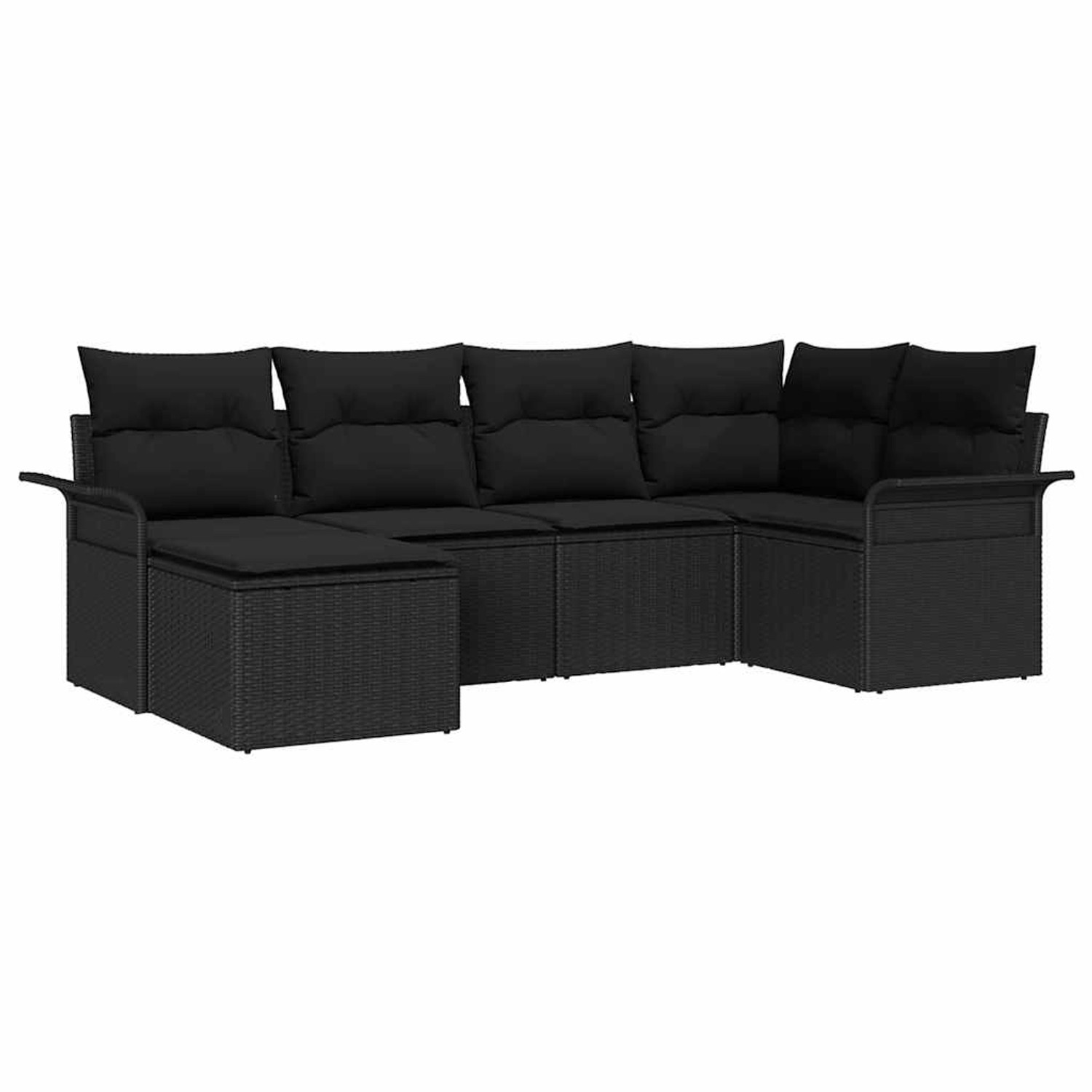 vidaXL Garten-Sofa-Set mit Kissen 6-Tlg Schwarz Poly Rattan 3345433 günstig online kaufen