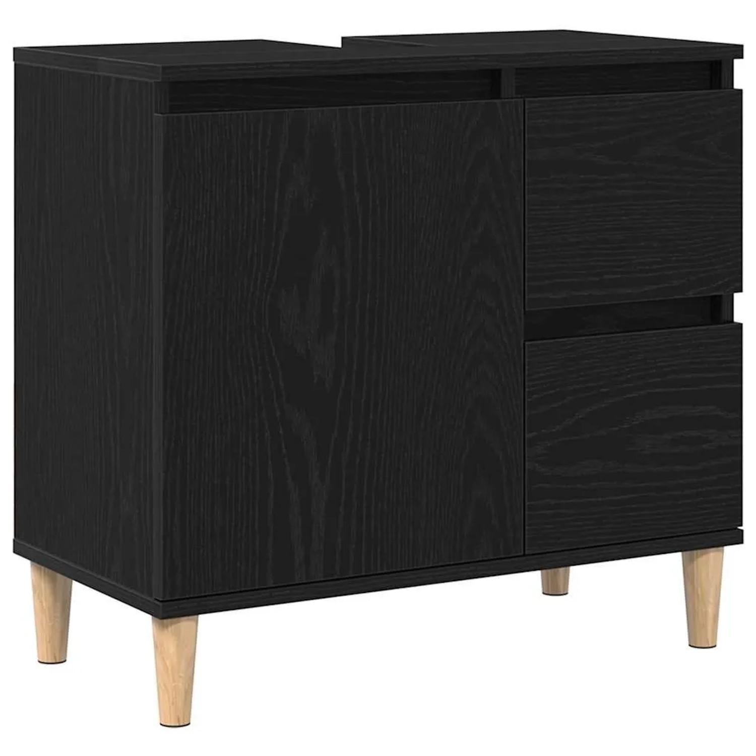 vidaXL Badezimmerschrank mit Tür Schwarz Eichen-Optik 65 x 33 x 60 cm 86281 günstig online kaufen