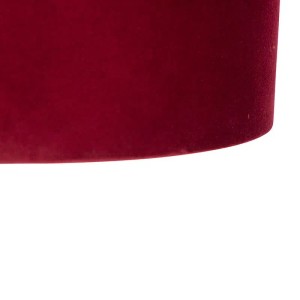 QAZQA Hängelampe mit Veloursschirm Rot mit Gold 35 cm Blitz I Schwarz