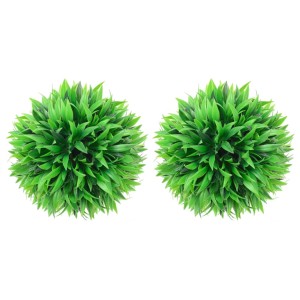2 grüne, künstliche Buchsbaumkugeln, 30 cm Durchmesser, für Innen- und Außenbereich.