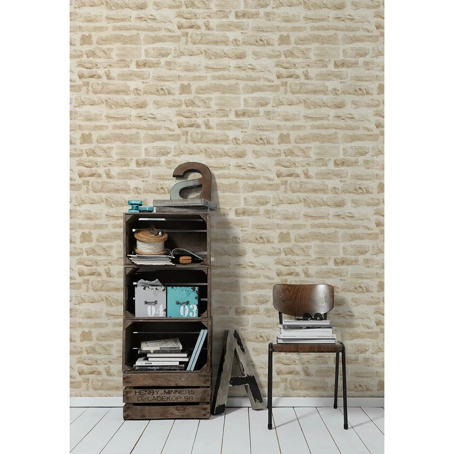 A.S. Création Vliestapete Best of Wood´n Stone Stein Beige, Maueroptik für Innenräume.
