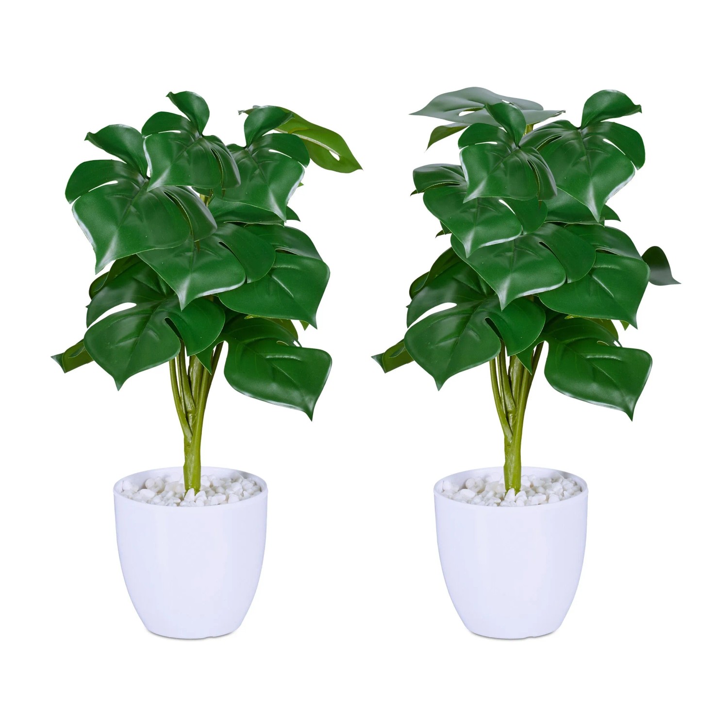 Relaxdays Kunstpflanze Monstera 2er Set Polyester Grün Pflegeleicht 33 cm x 20 cm 0,72 kg