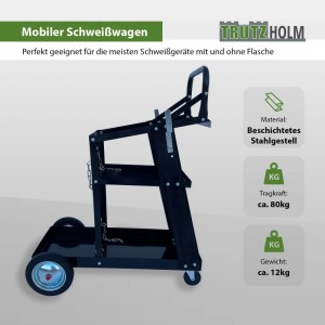 TRUTZHOLM Schweißwagen, mobil, 80kg Traglast, mit 3 Ablagen und Gasflaschenhalterung.