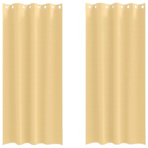 vidaXL Verdunkelungs-Vorhänge mit Ringen Beige Polyester 4107317