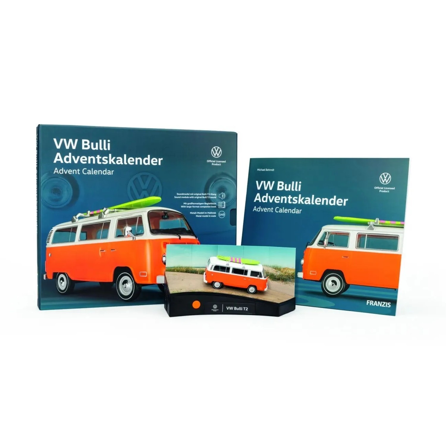 Westfalia VW Bulli Adventskalender mit 24 TÜRchen In Blau aus Karton