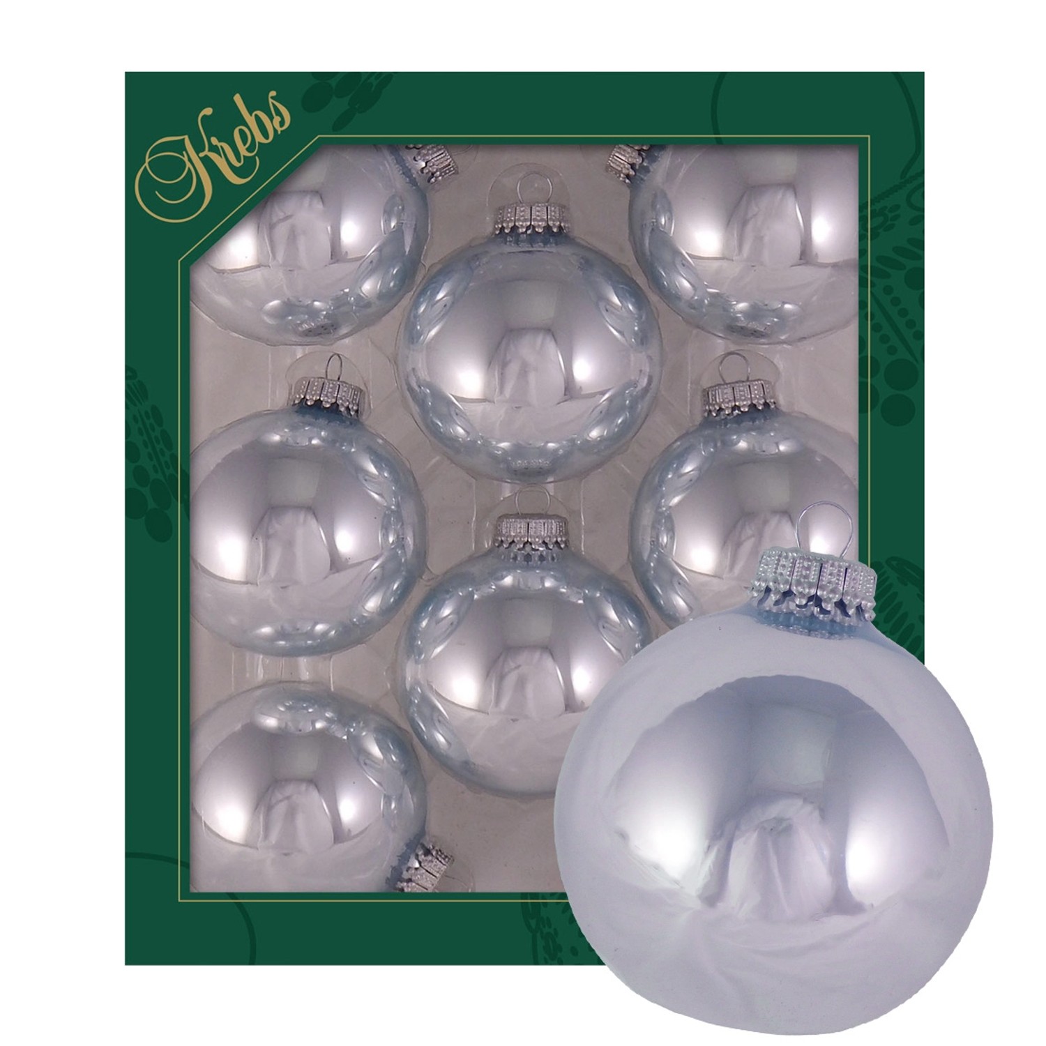 Krebs Glas Lauscha Weihnachtskugeln Uni-Design Aureline Grau 7cm