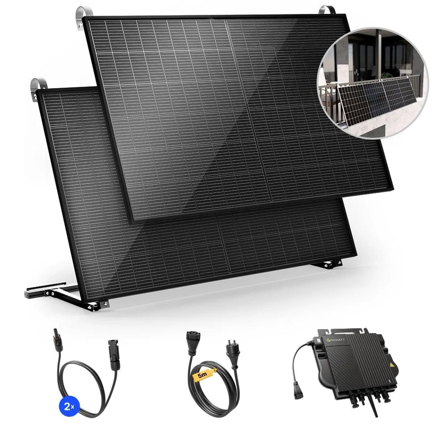 Solakon Balkonkraftwerk 900W Solaranlage mit Balkonhalterung Steckerfertig günstig online kaufen