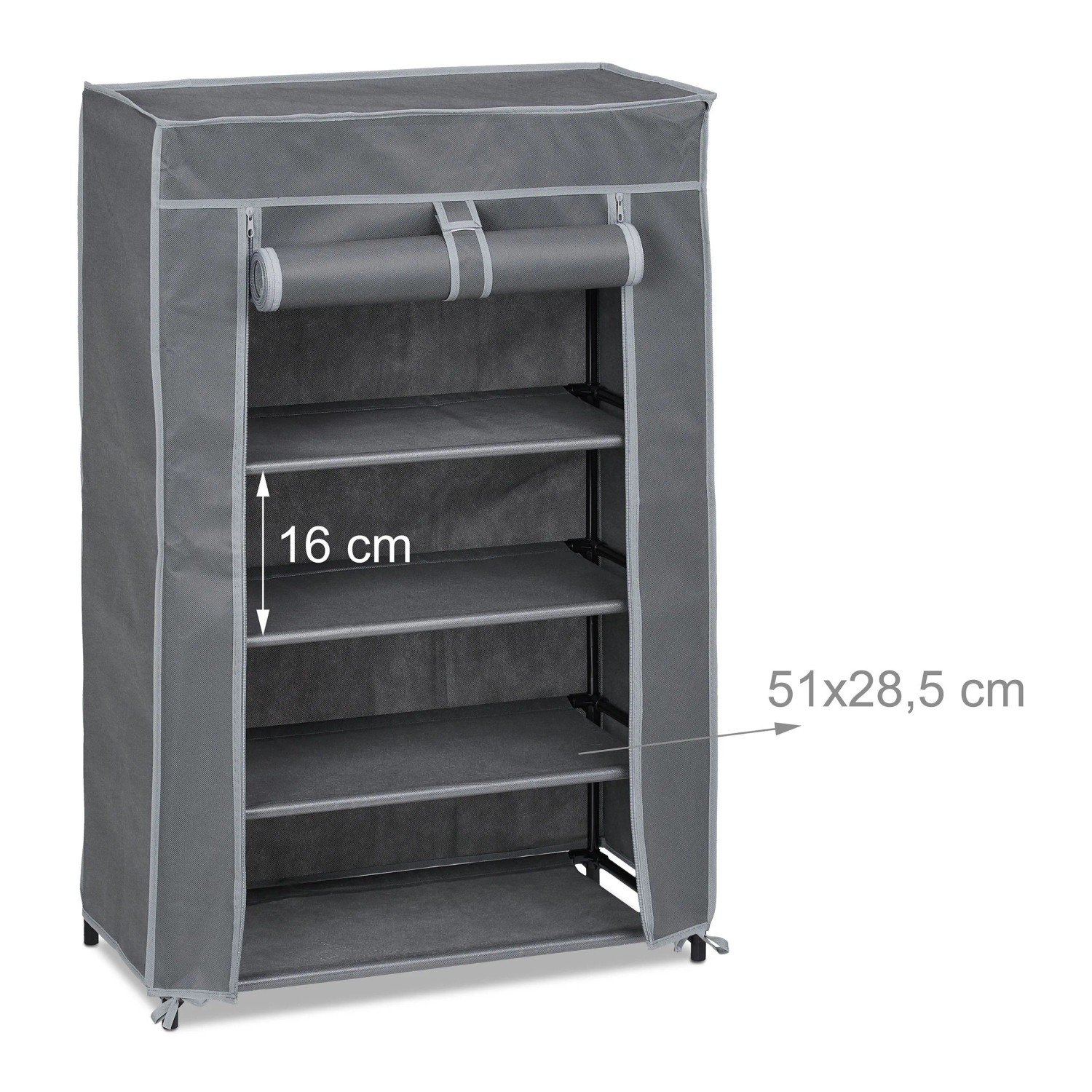 Relaxdays Schuhschrank Vliesstoff Anthrazit mit 5 Fächern 90 cm x 60 cm x 30 cm 1,2 kg_5