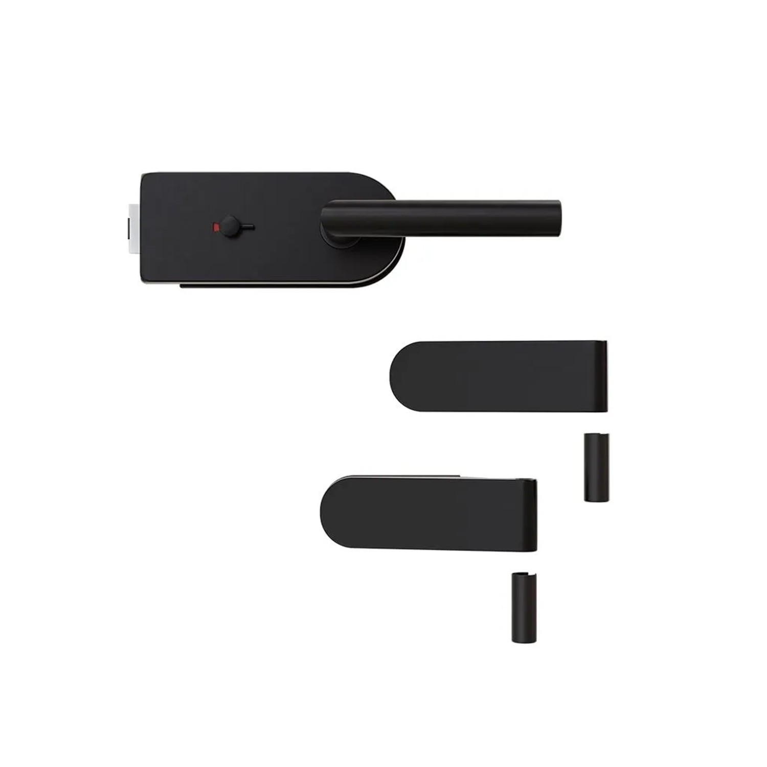 Hansaglas Glastürbeschlag Studio WC-/Sanitärschloss Gerundet Glastür Beschlag-Set Schwarz