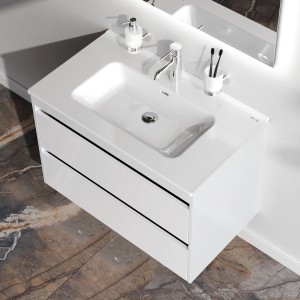 AM.PM Waschtischunterschrank Spike mit Becken Weiß Glänzend 2 Schubladen 80 cm